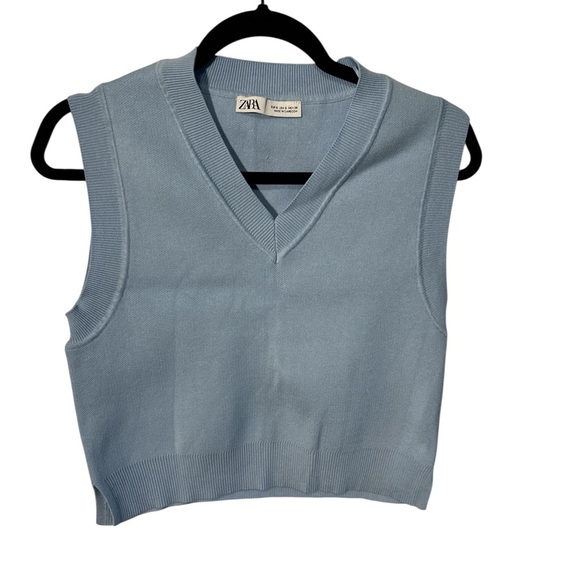 Zara Tops - Zara Blue Sleeveless Crop Tank Top